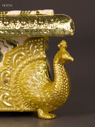 Graceful White Meenakari Manai with Peacock Embossed Legs 2