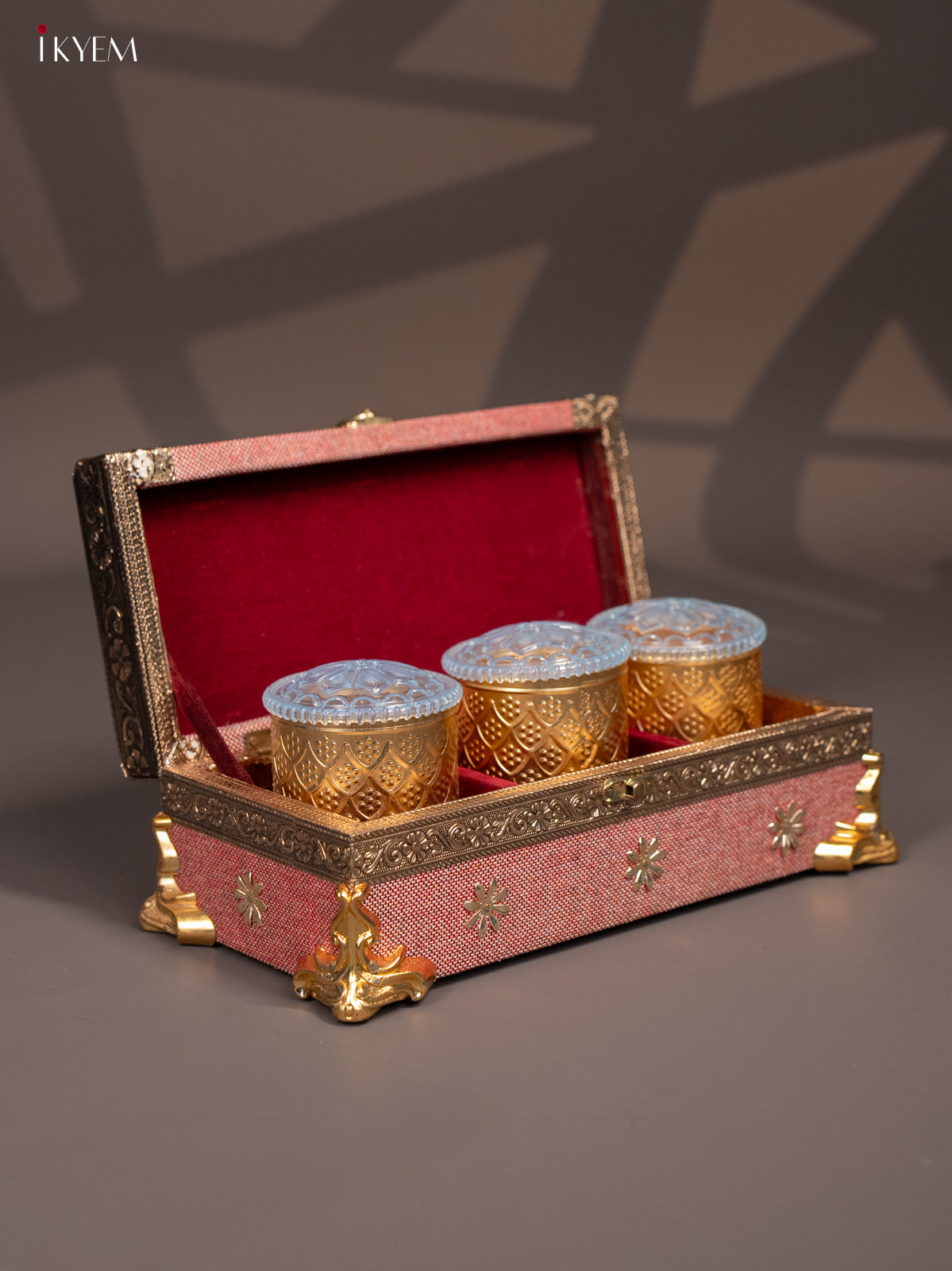 Grand Pink Floral Dry Fruit Gift Box with 3 Elegant Storage Jars 4