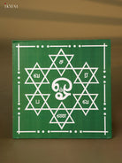 Green Color Square Wooden Manai With Om Saravana Bhava Print 