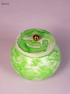 Green Hand-Painted Metal Storage Jar 3