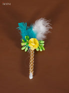 Haldi Kumkum Set With Green & Yellow Floral Design