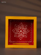 Hrudaya Kamalam Kolam Hand-painted Red Square Wooden Tray - (5x5) Inch 