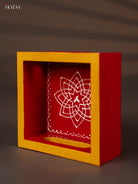 Hrudaya Kamalam Kolam Hand-painted Red Square Wooden Tray 2