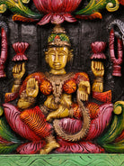 Intricate Handcrafted Lakshmi, Saraswati & Ganesha Wooden Panel 1