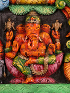 Intricate Handcrafted Lakshmi, Saraswati & Ganesha Wooden Panel 2