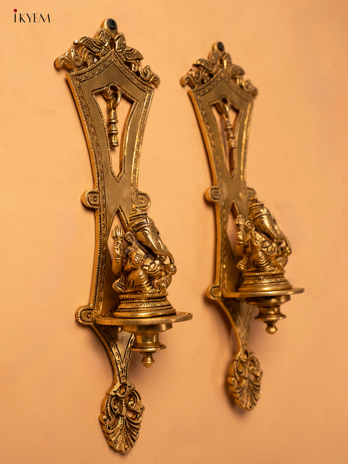 Brass Ganesha Wall Hanging (Set of 2) - KA07120