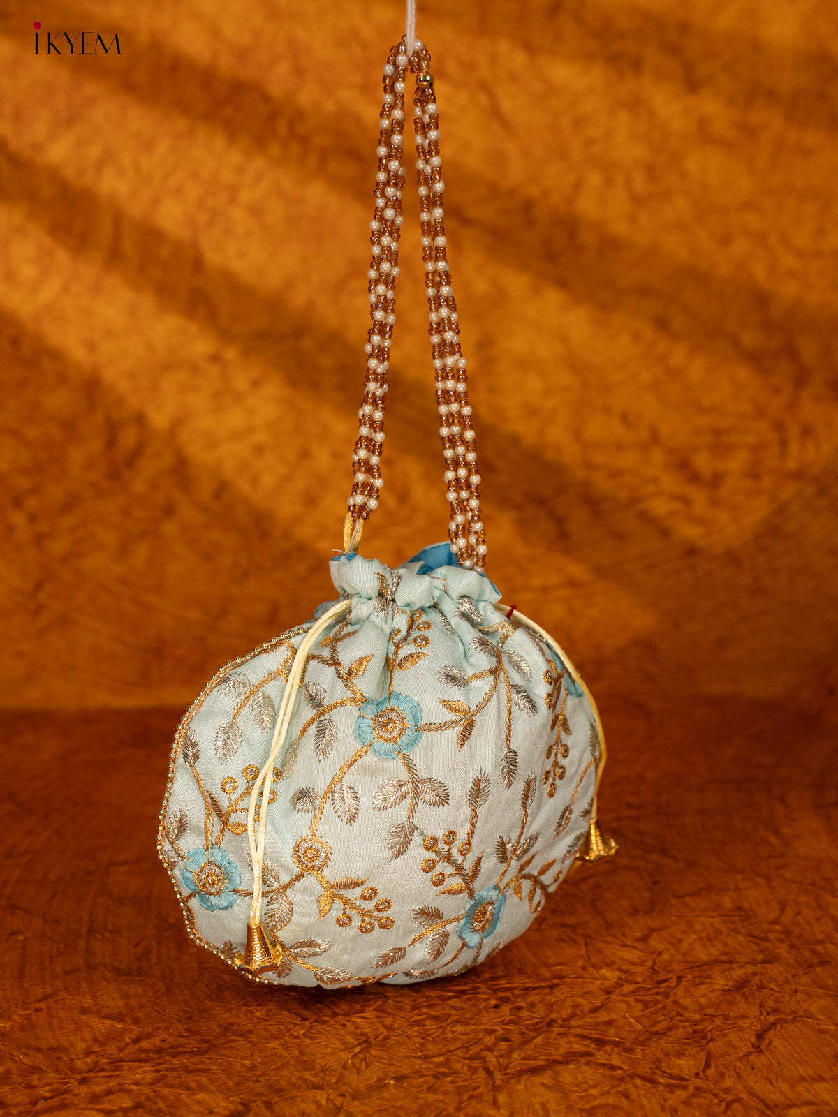 Designer Embroidered Potli Bag - Blue -KA18167