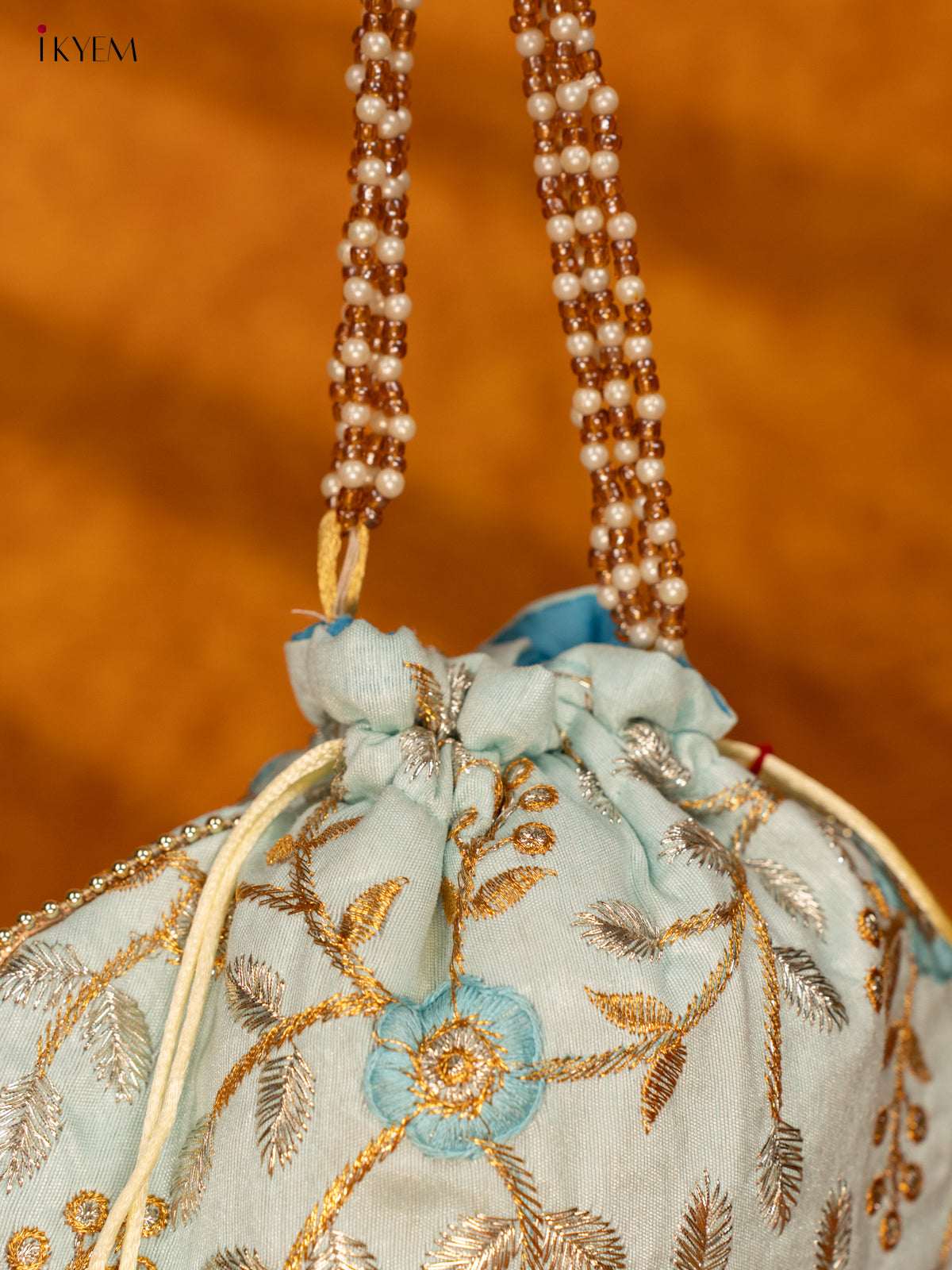 Designer Embroidered Potli Bag - Blue -KA18167