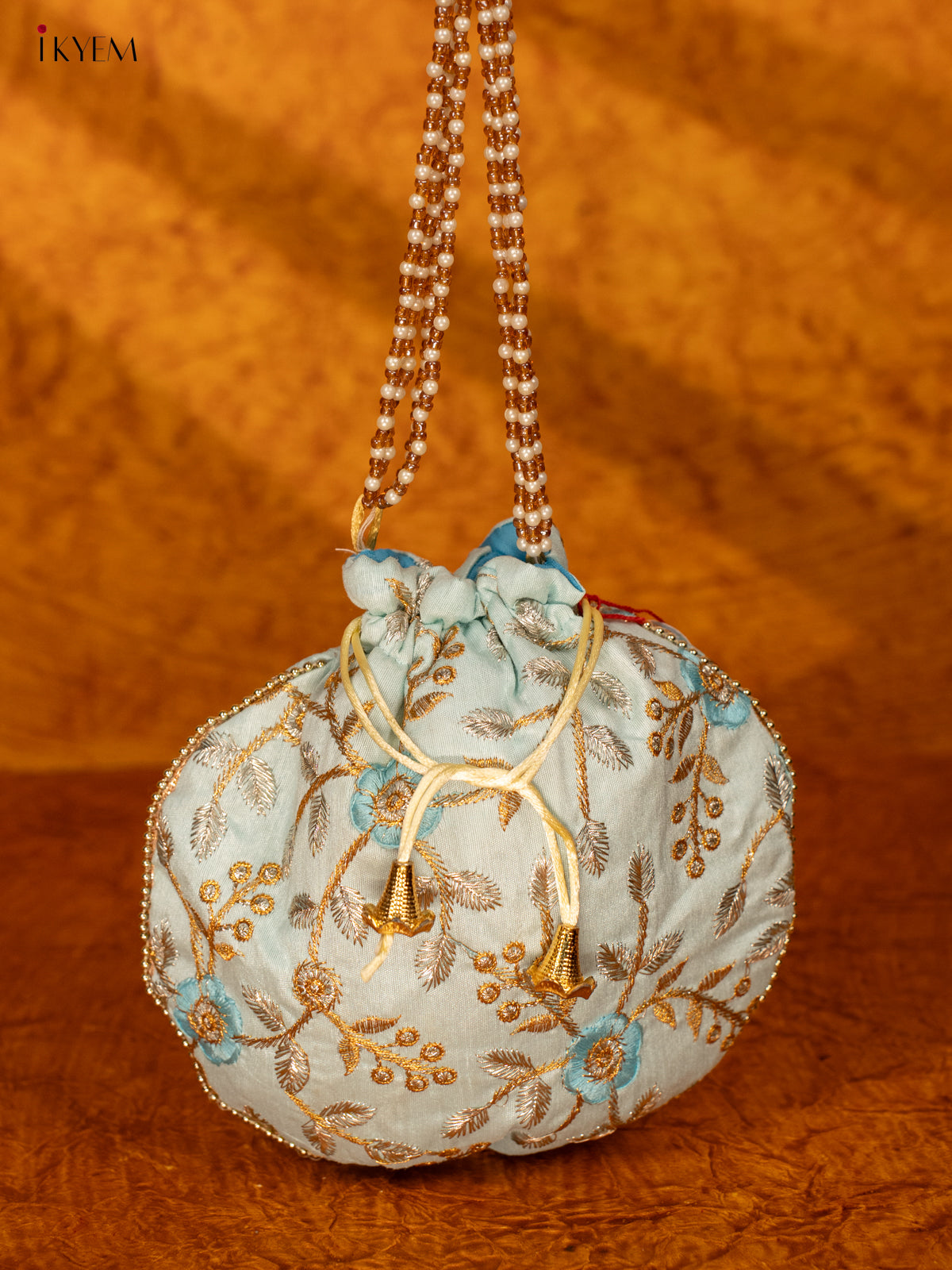 Designer Embroidered Potli Bag - Blue -KA18167