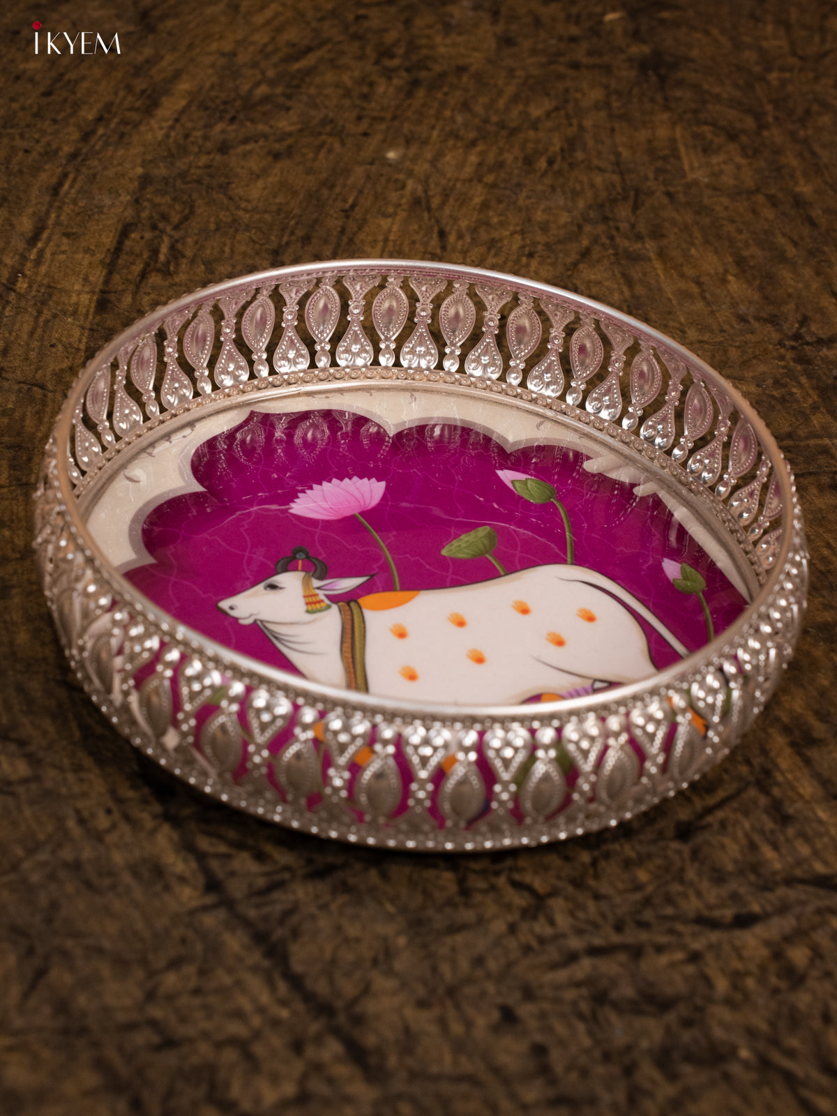 Digital Printed German Silver Tray - Cow- Purple- KA30137