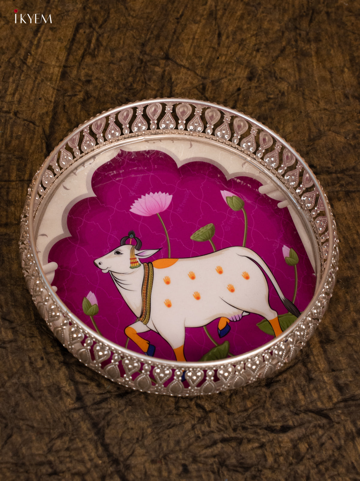 Digital Printed German Silver Tray - Cow- Purple- KA30137