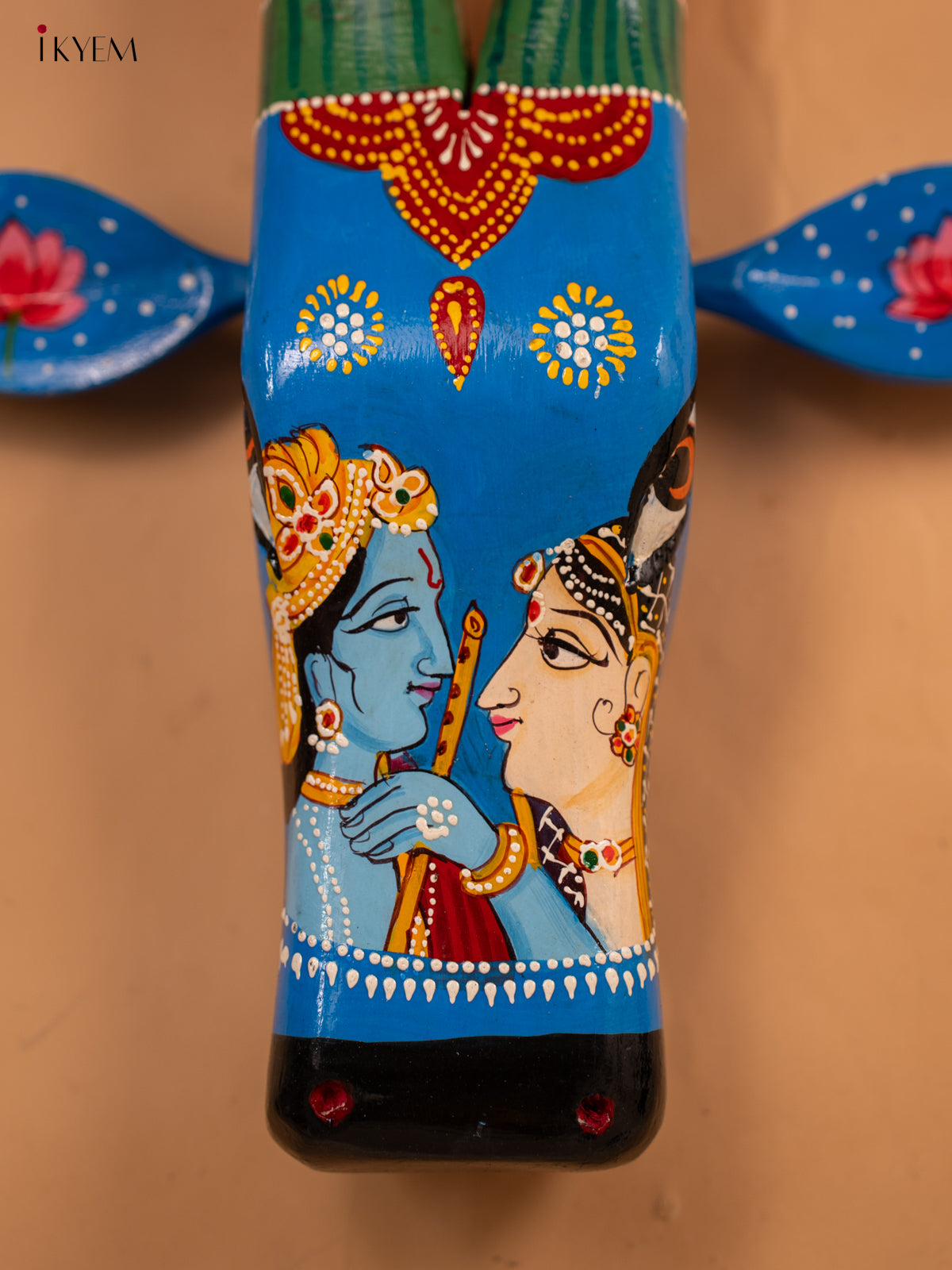 Hand Painted Cow Head - Blue - 16 inch - KA30142