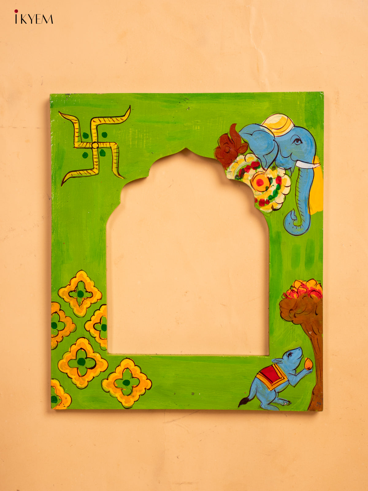 Wooden Hand Painted Photo frame - Green - 12 inch - KA30157