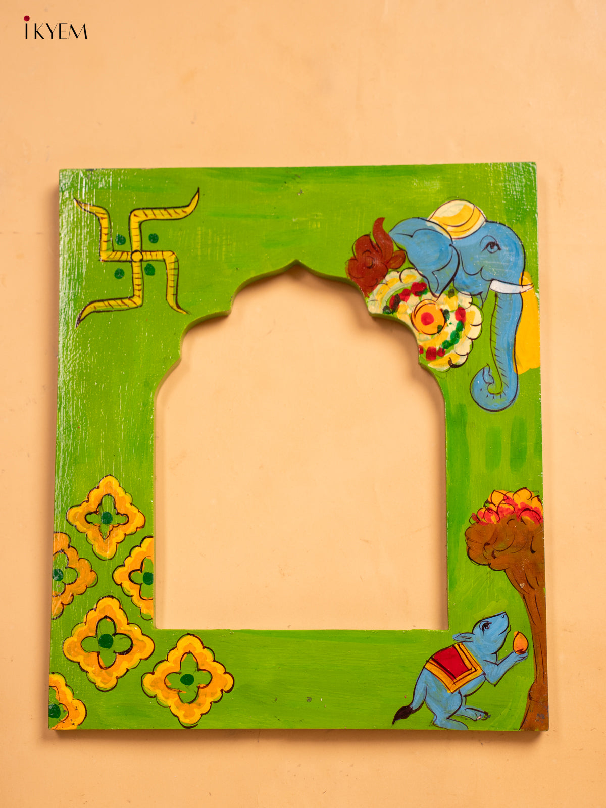 Wooden Hand Painted Photo frame - Green - 12 inch - KA30157