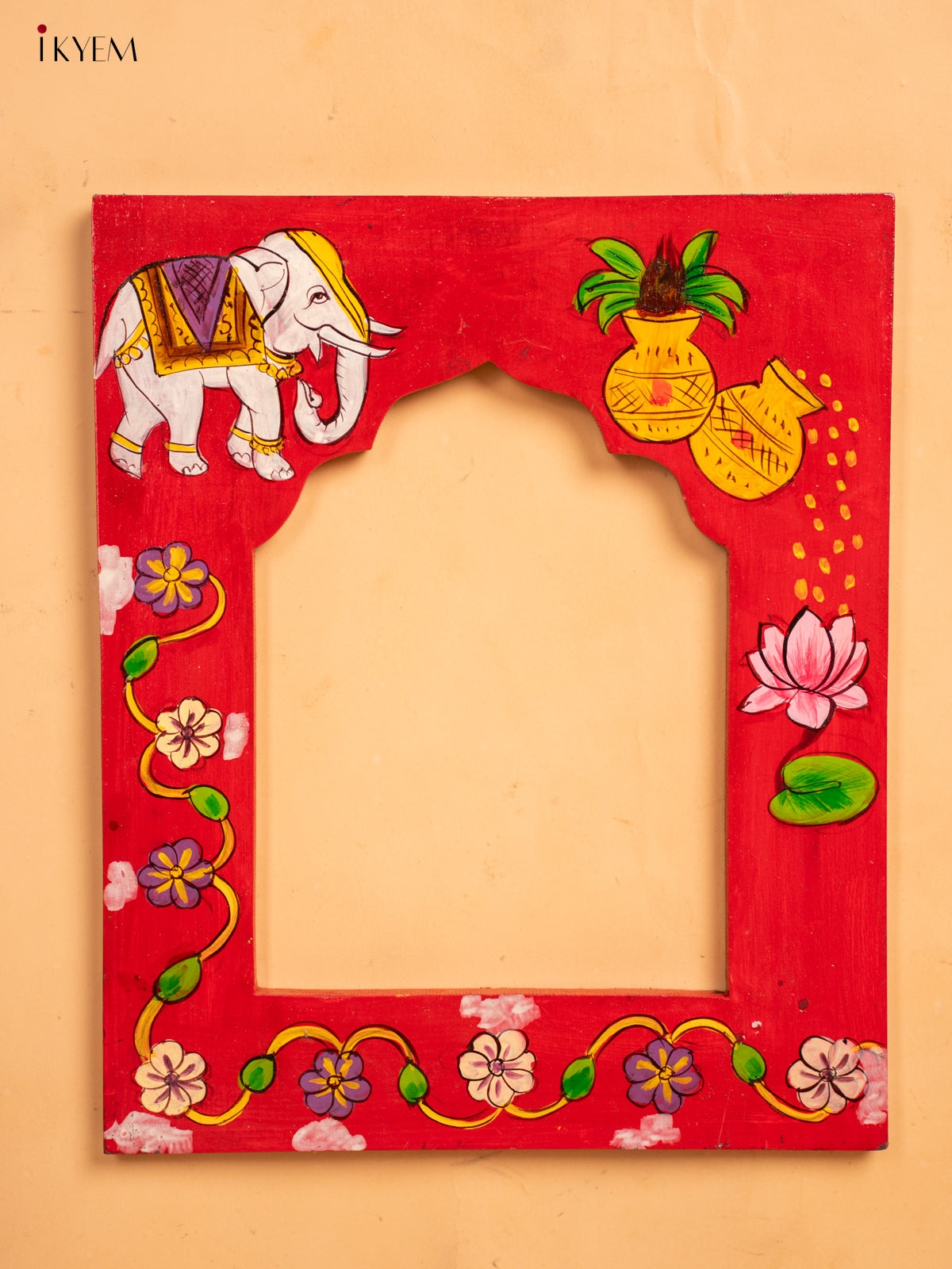 Wooden Hand Painted Photo frame - Red -12 inch -KA30159