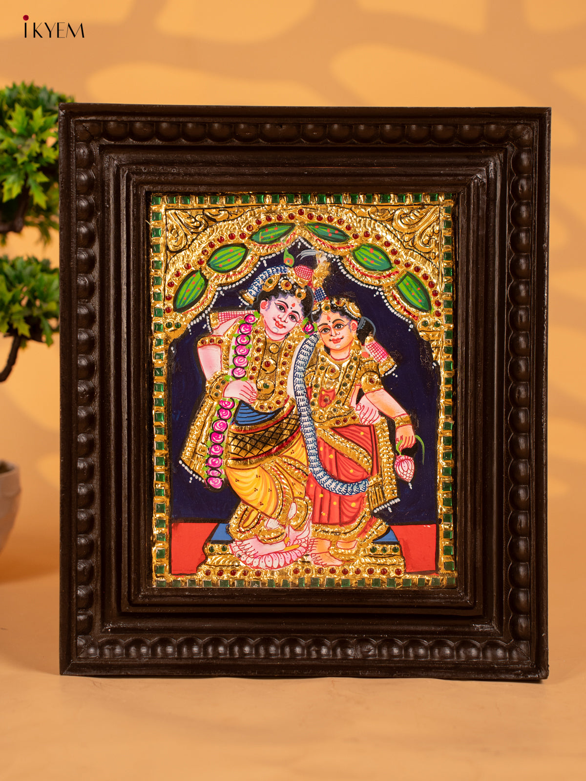 Rukumini Krishna - Tanjore Painting (13x11) - KB01146