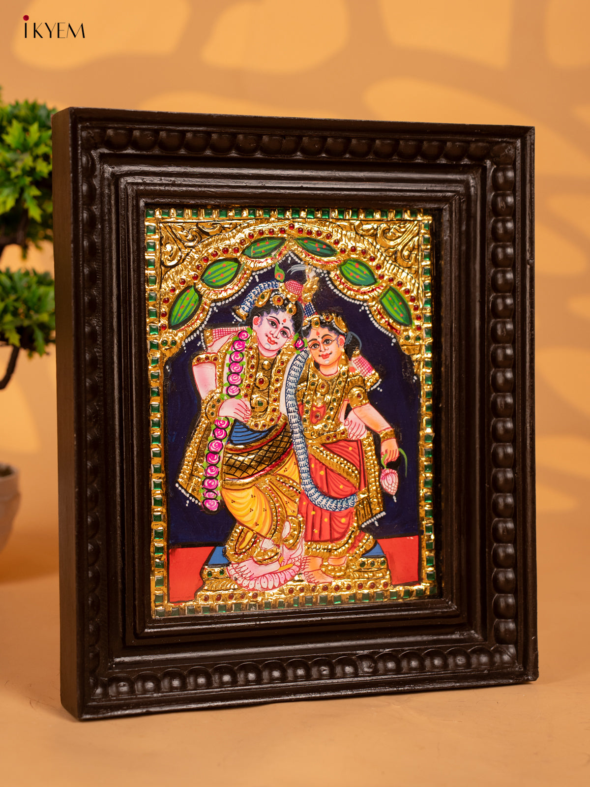 Rukumini Krishna - Tanjore Painting (13x11) - KB01146