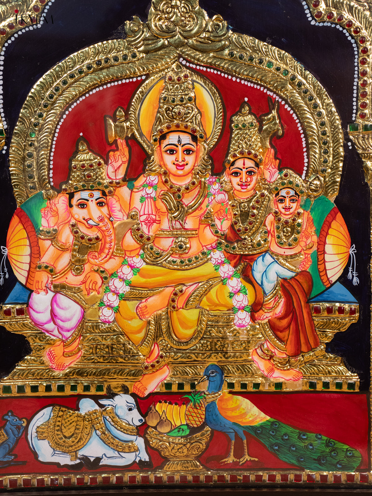 Sivan Parvathi Family - Tanjore Painting (24x20) - KB01159