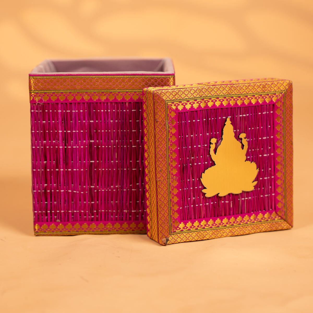 Violet Korai Box With Net Potli | Buy Small Gift Box at Ikyem!