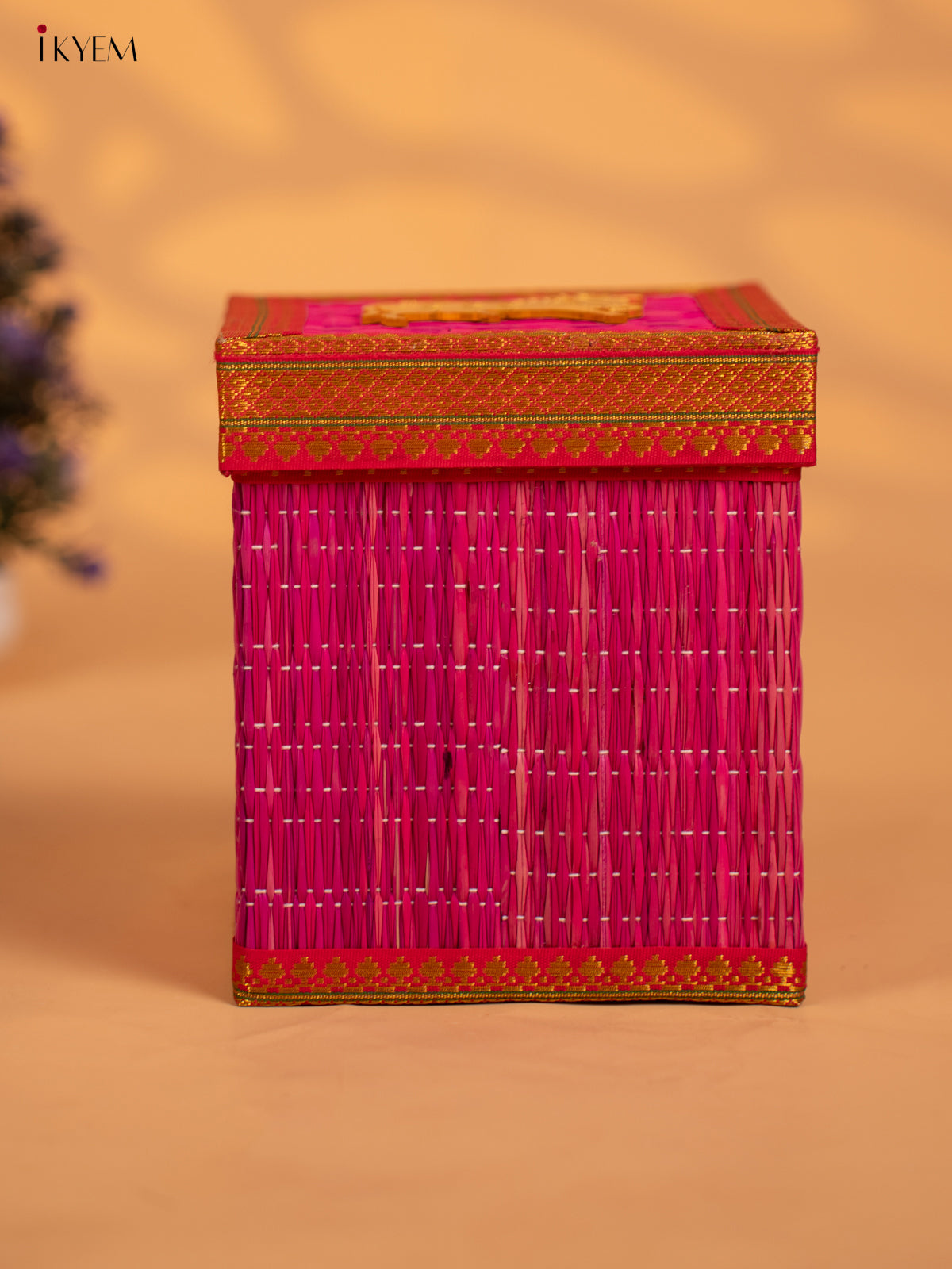 Korai Gift Box with Net Potli with Pichwai Motif - Pink - KB17147