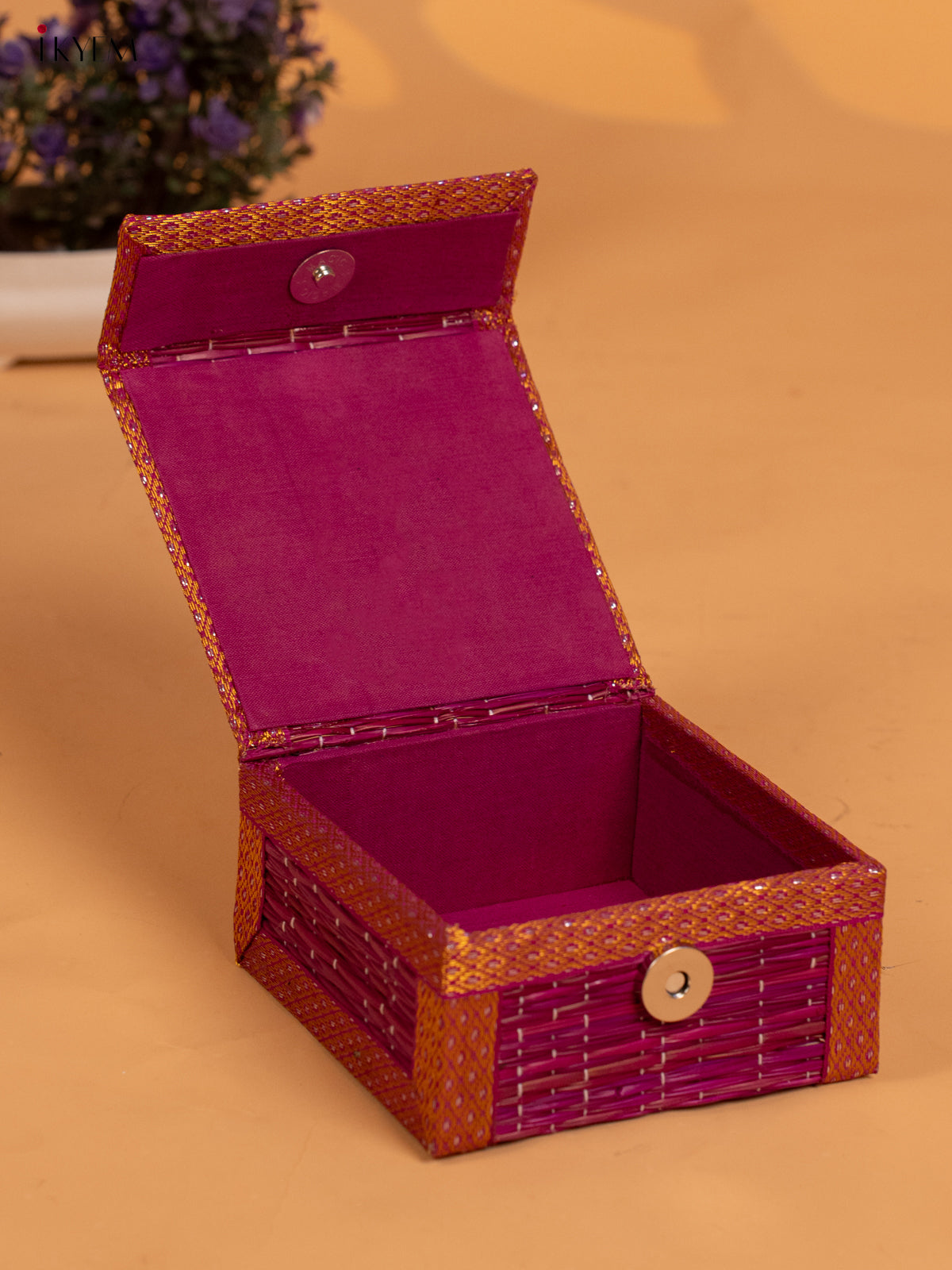 Decorative Foldable Korai Trinket Box (5×5) Inch - Violet - KB17155