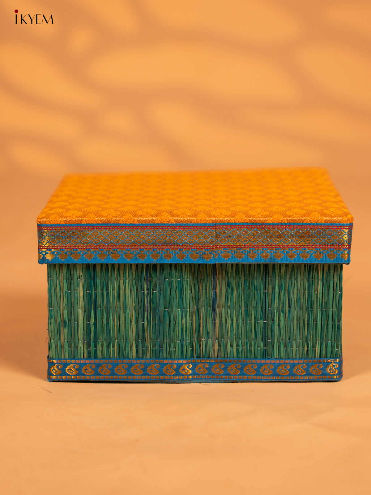 Decorative Foldable Korai Box with Raw Silk Top - 4 Inch - Yellow - KB17162