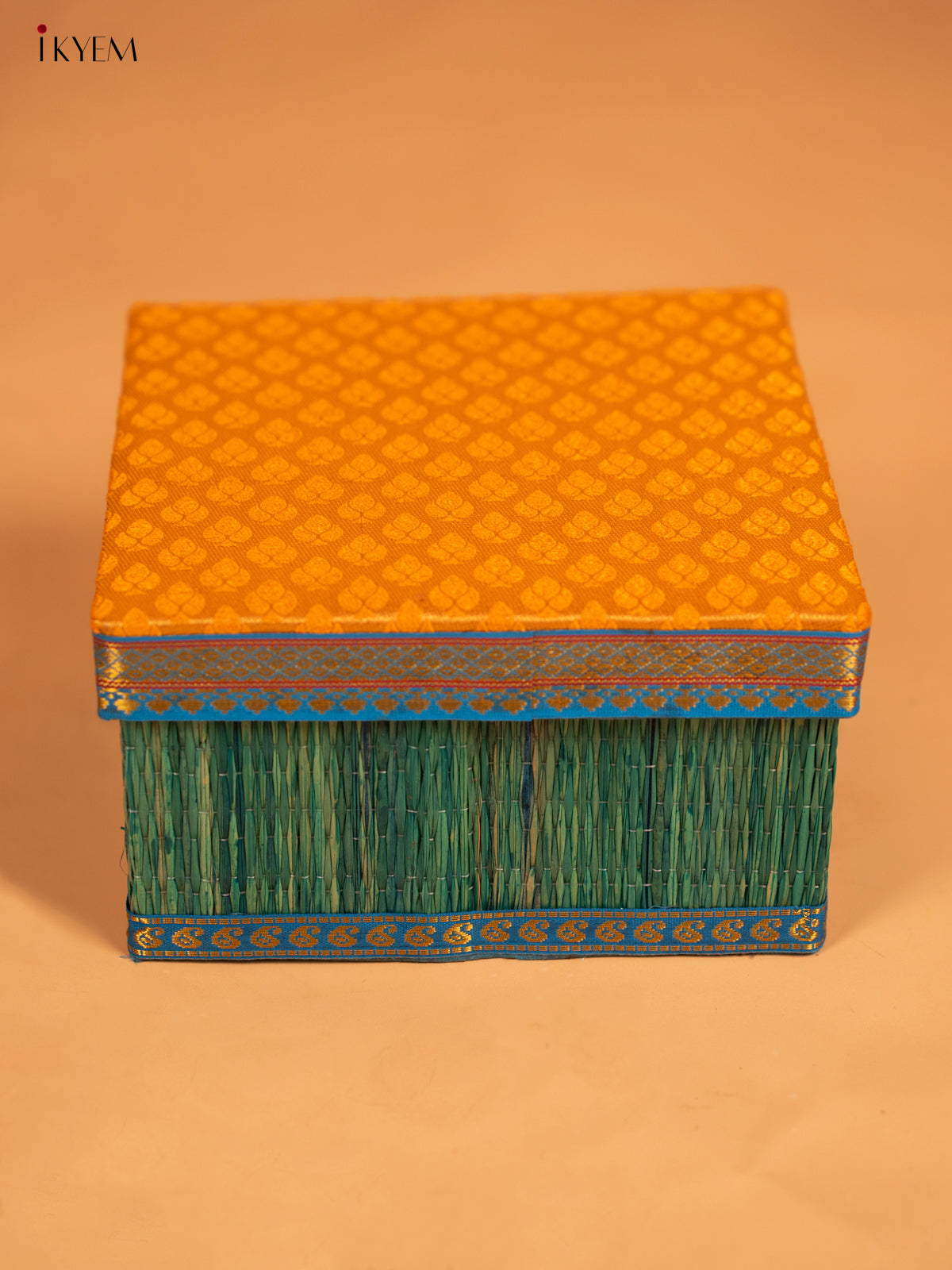Decorative Foldable Korai Box with Raw Silk Top - 4 Inch - Yellow - KB17162