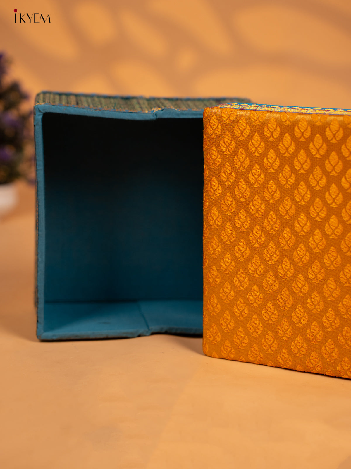 Decorative Foldable Korai Box with Raw Silk Top - 4 Inch - Yellow - KB17162