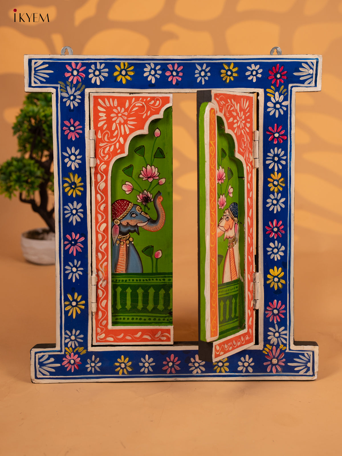 Hand Painted Wooden Window Wall Panel- 18 Inch - KB17178