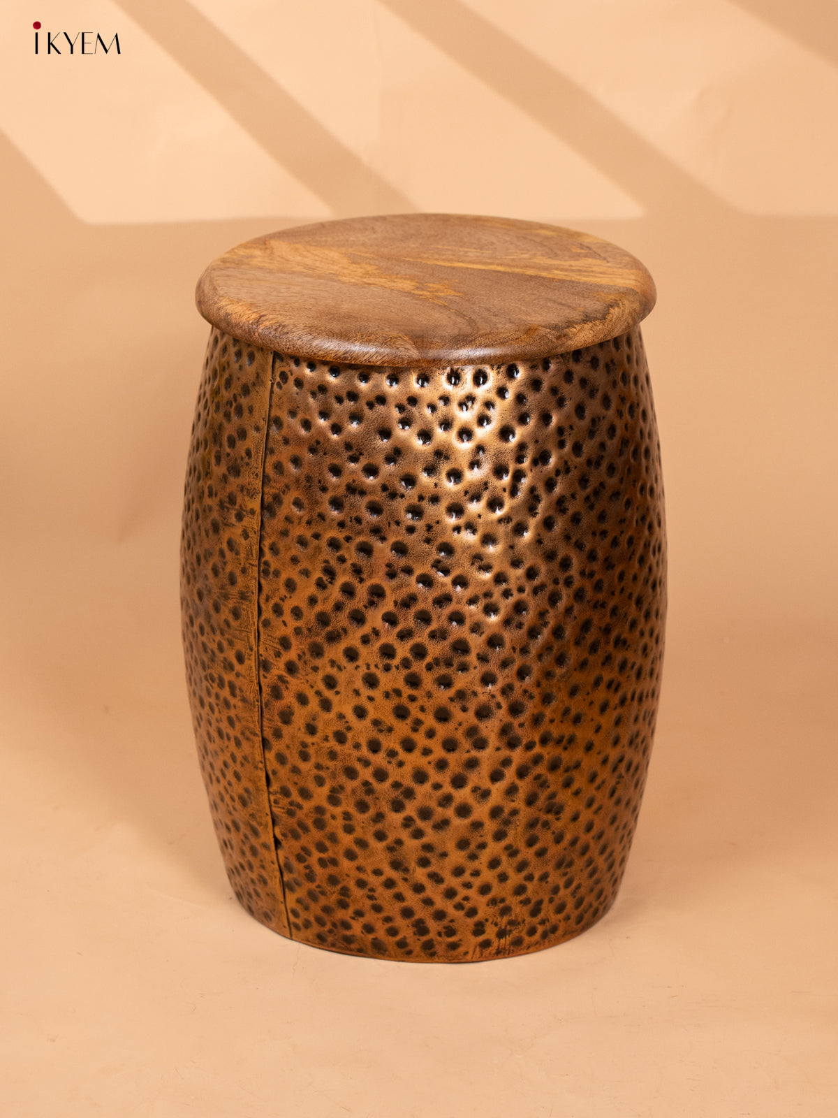 Metal Centre Stool with Wooden Seater - KB20111