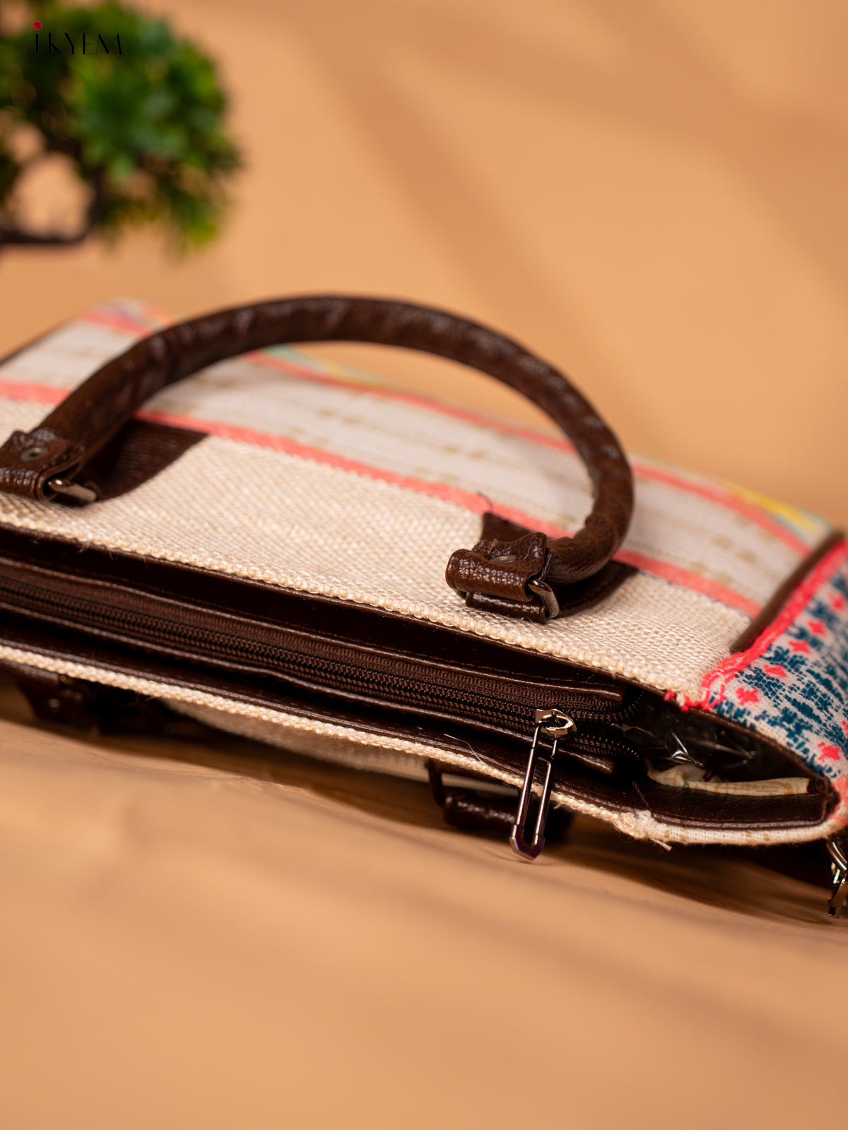 Jacquard Handbag with Leather sling - Sandal - KB22112