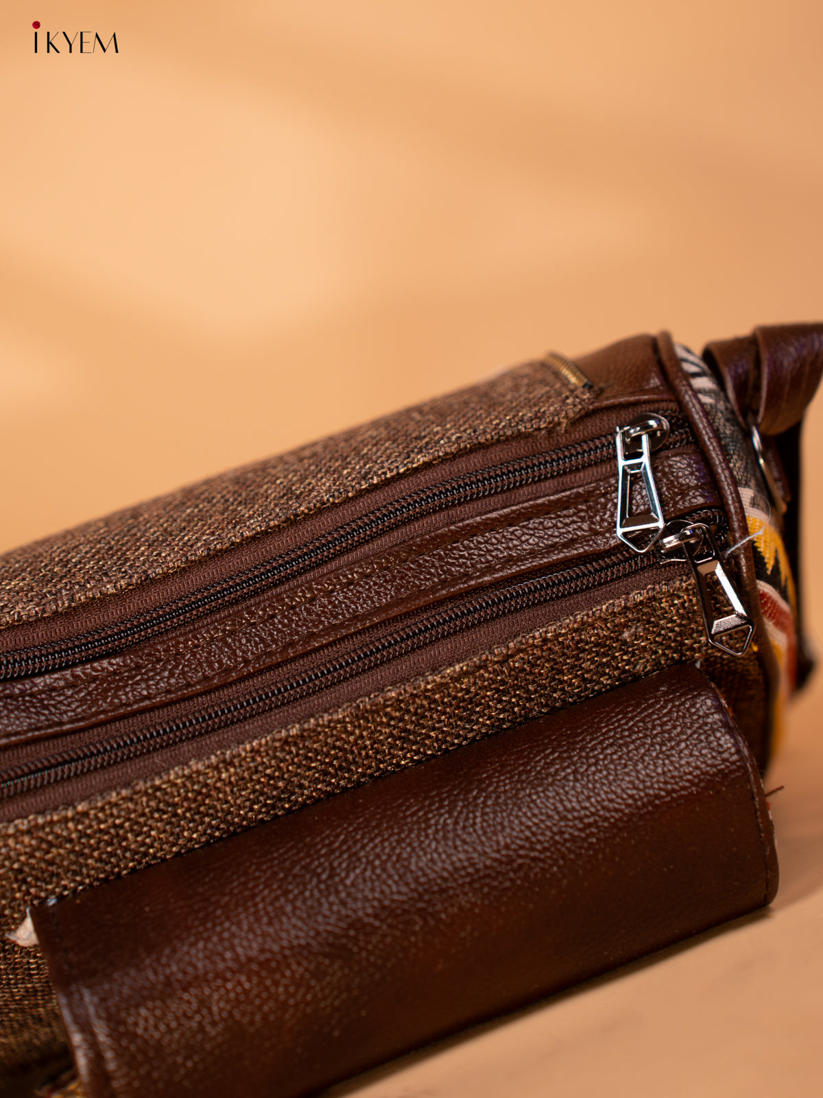 Jacquard Sling Bag with Printed Flap - Brown - KB22122