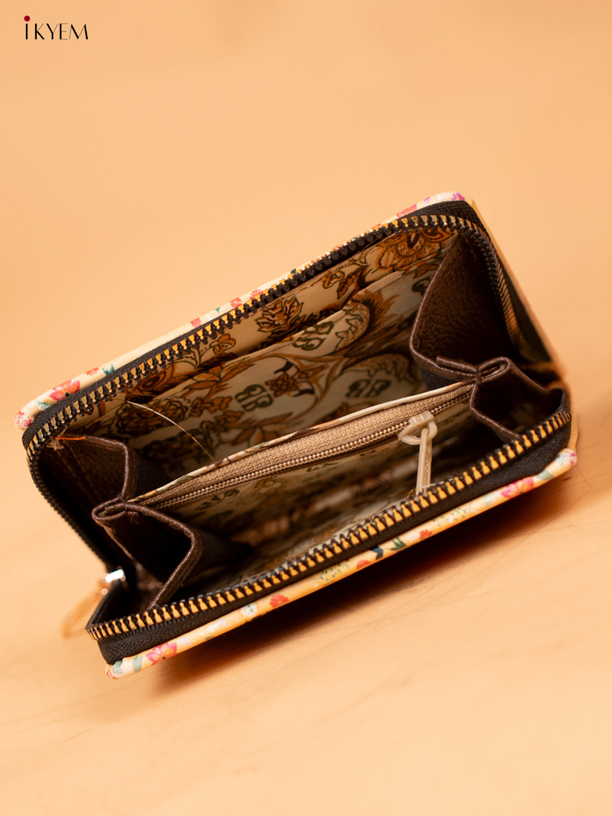 Printed Handbag with Small Wallet Elephant - Yellow -KB22168