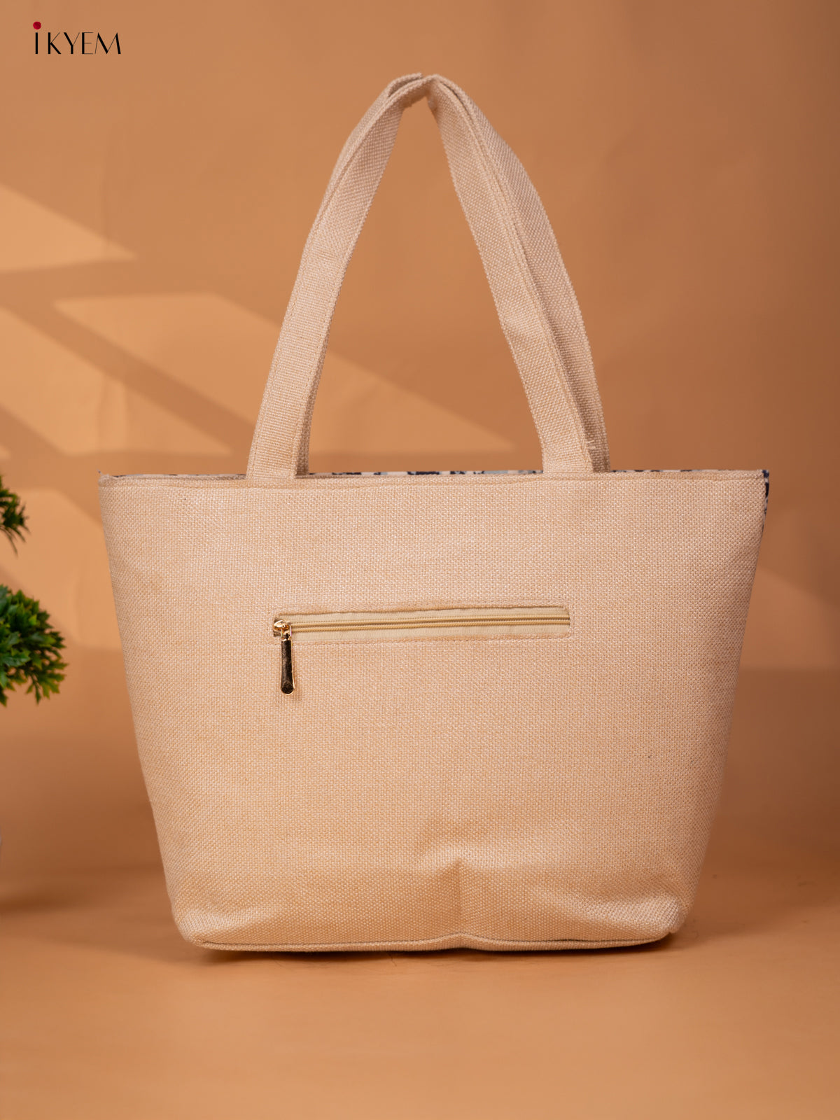 Printed Handbag - Elephant - white & Blue - KB22171