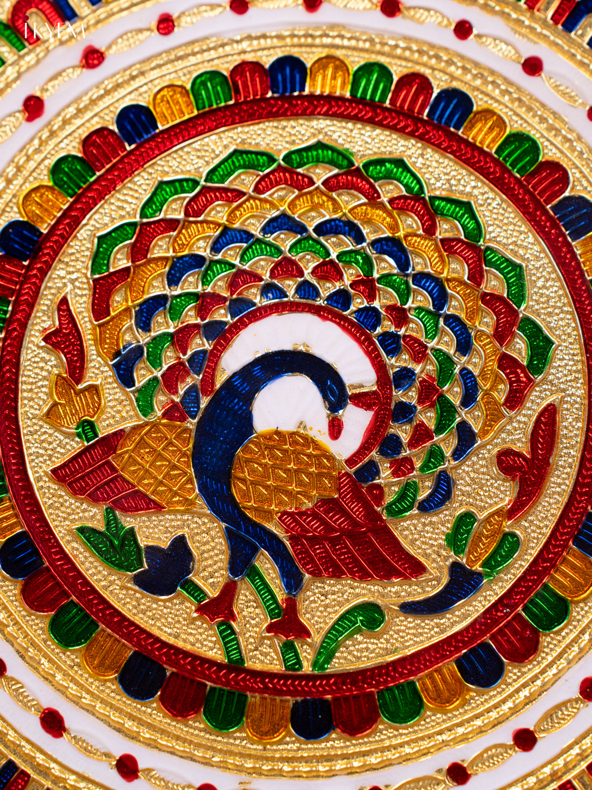 Meenakari Round Plate (11×11) -Peacock - KB25114