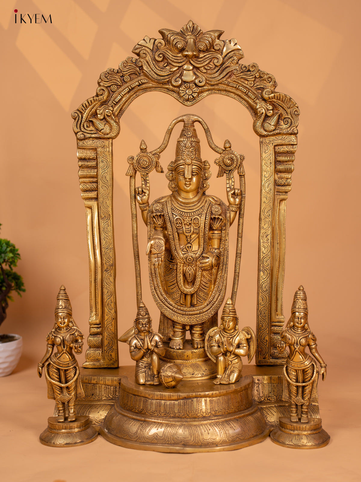 Brass Tirupathi Balaji with Bhudevi Sridevi -19 inch- KB26111