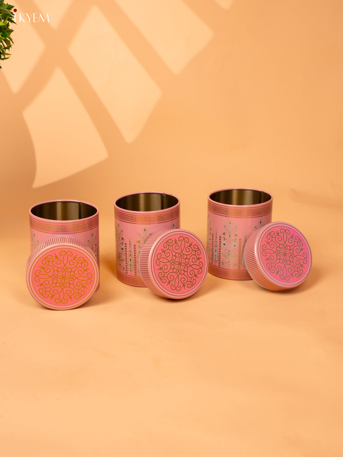 Digital Printed Dry Fruit Hamper Box with 3 Jar Small- Pink - KB27133
