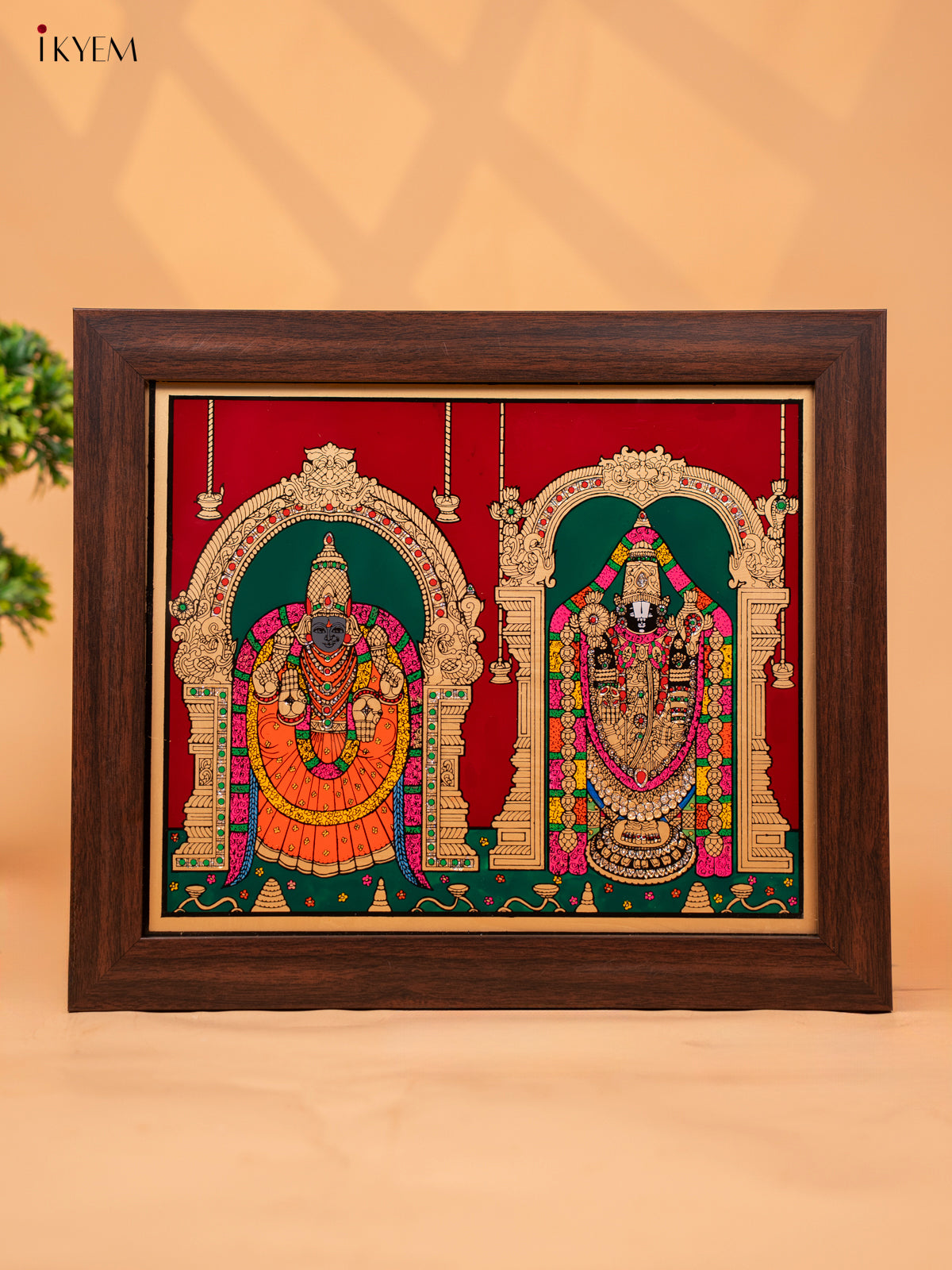 Reverse Glass Painted Photo Frame Balaji Padmavathi - (14x12) - KC04129