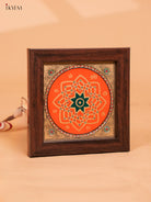 Orange & Green Hrudaya Kamalam Reverse Glass Painted Frame -3
