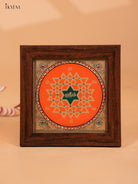 Orange & Green Handcrafted Aishwarya Kolam Reverse Glass Painted Frame 