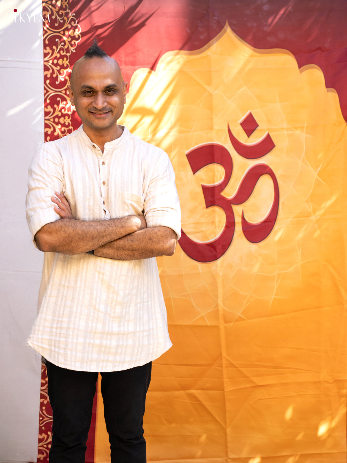 Ganesha Backdrop - yellow with Red- (5×8 feet) - KC11128