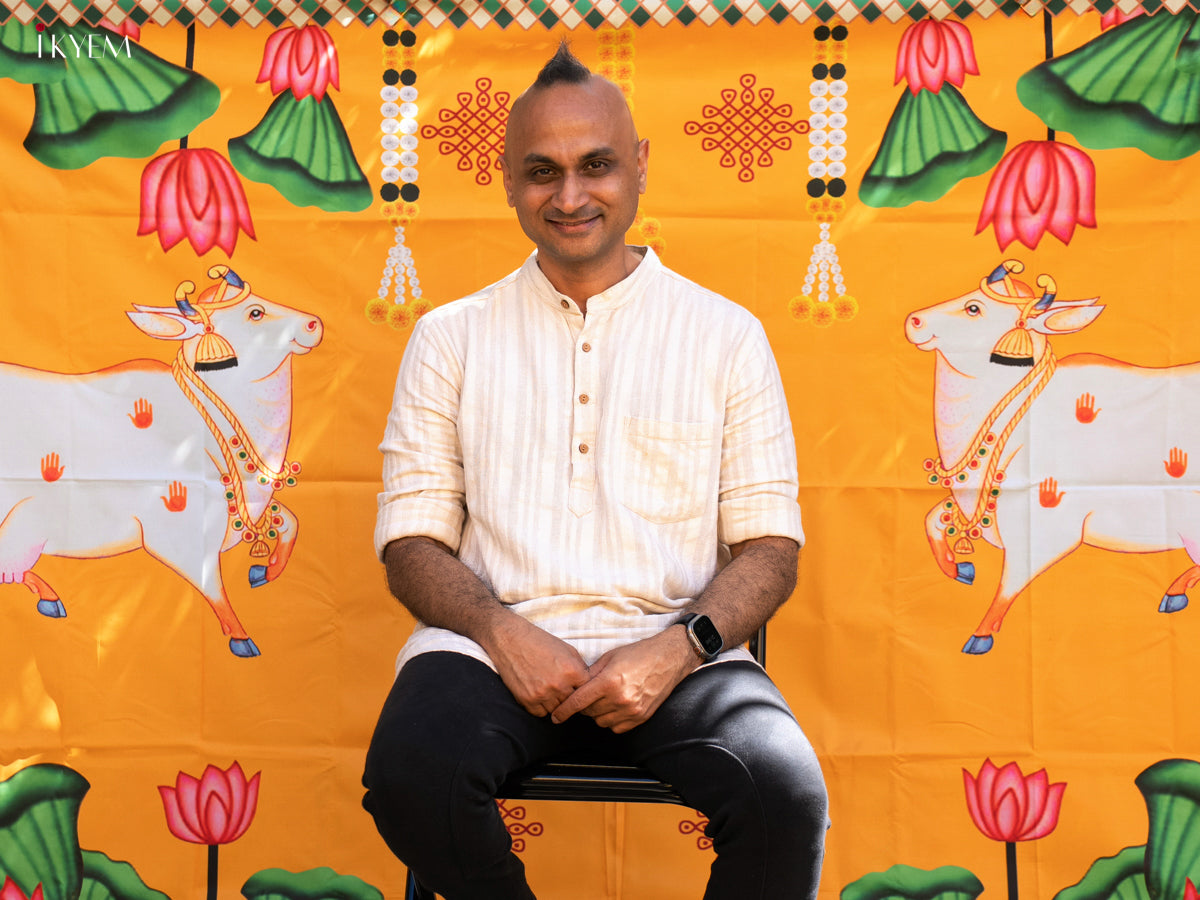 Pichwai Backdrop - Yellow - (5×8 feet)- KC11131