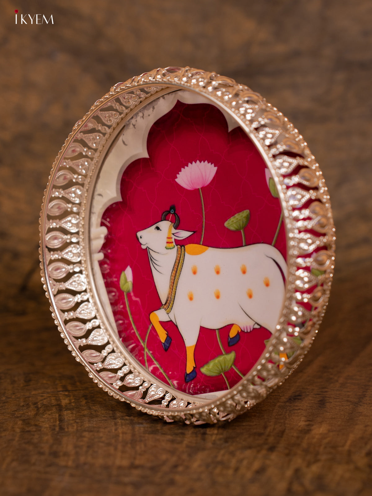 Digital Printed Thambulam Tray - Pichwai - Red - (8×8)- KC12112