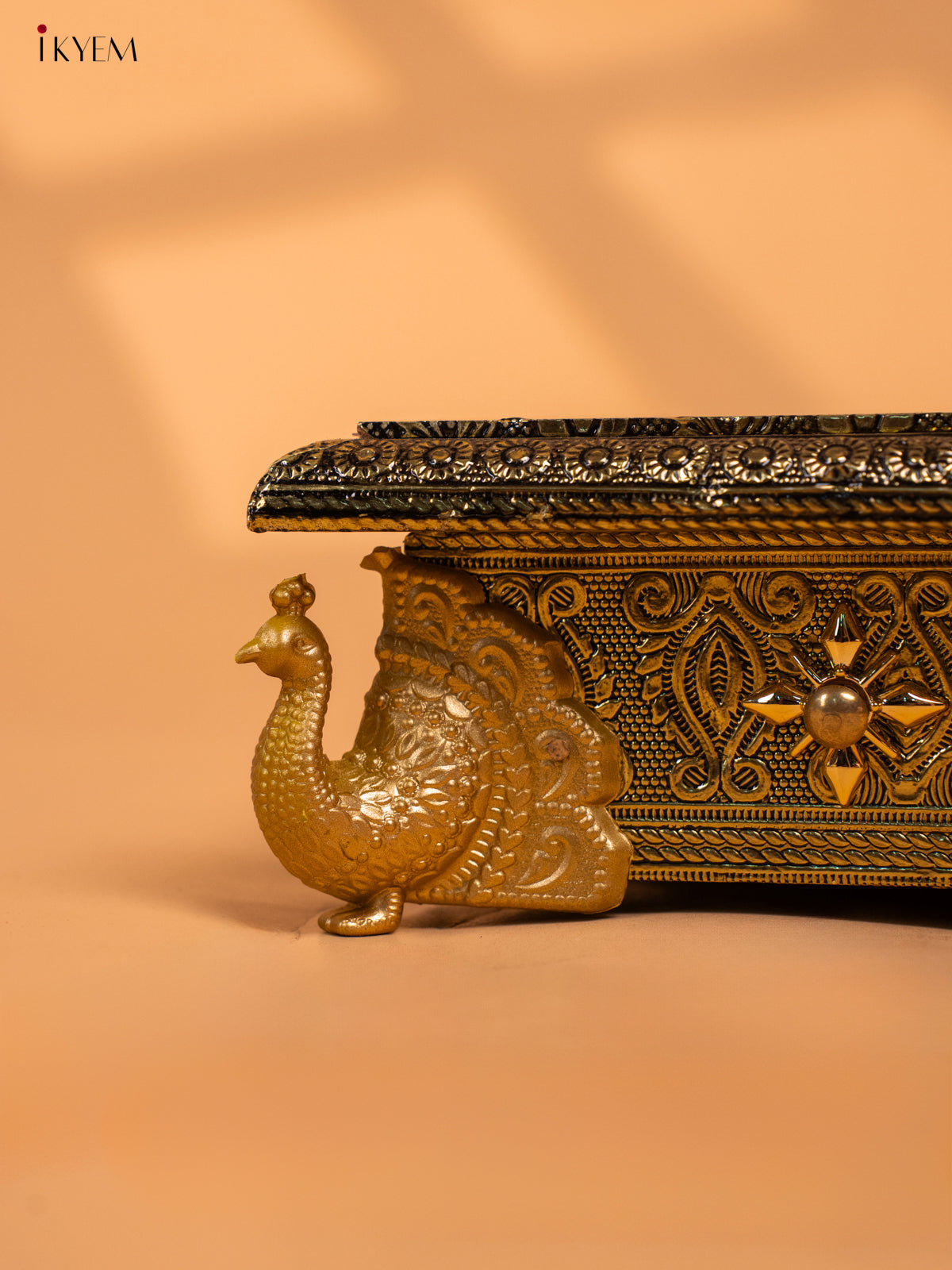 Gold Oxidized Bajot with Peacock Embossed Legs -10x10 - KC17111