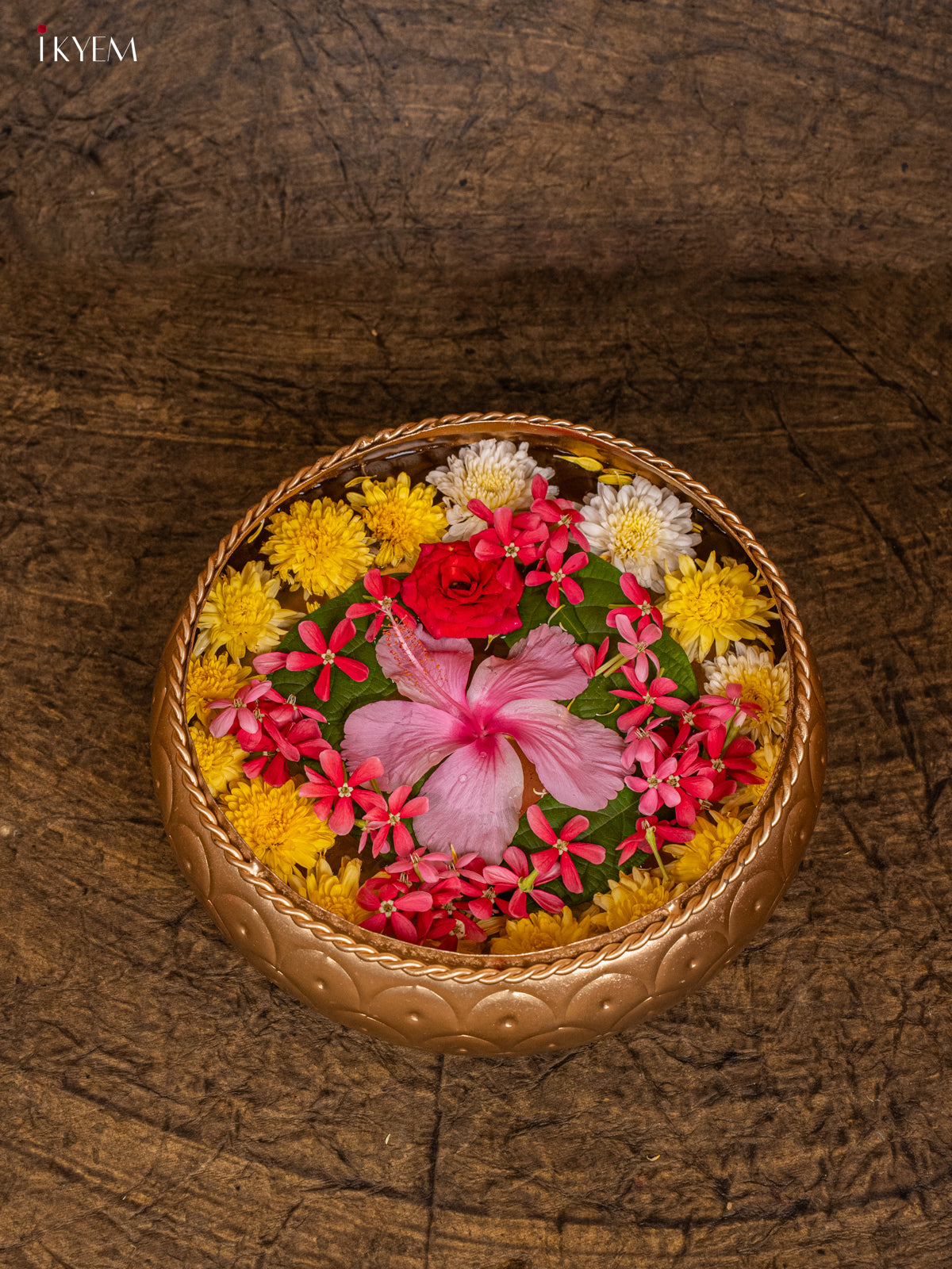 Metal Gold coating Lotus Urli - (10×10) Small - KC18115