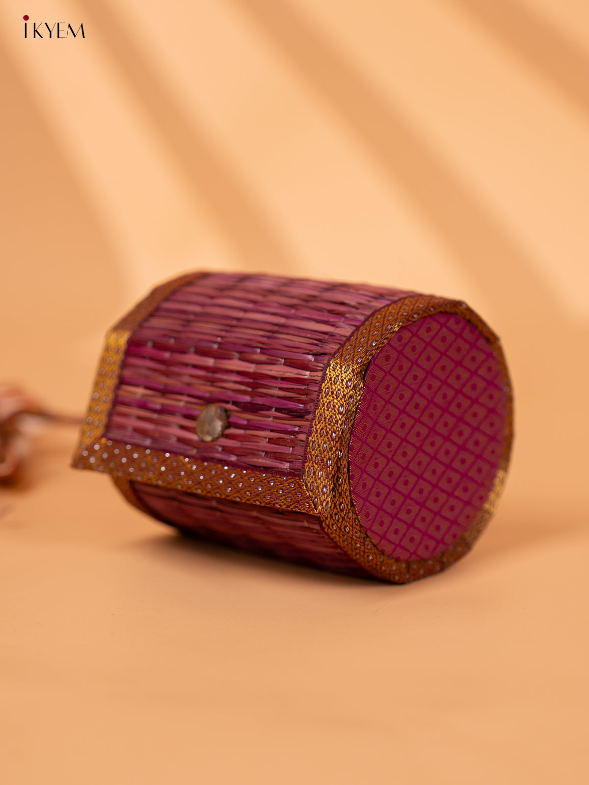 Half Raw Silk with korai Round Bangel box - Violet - KC20122