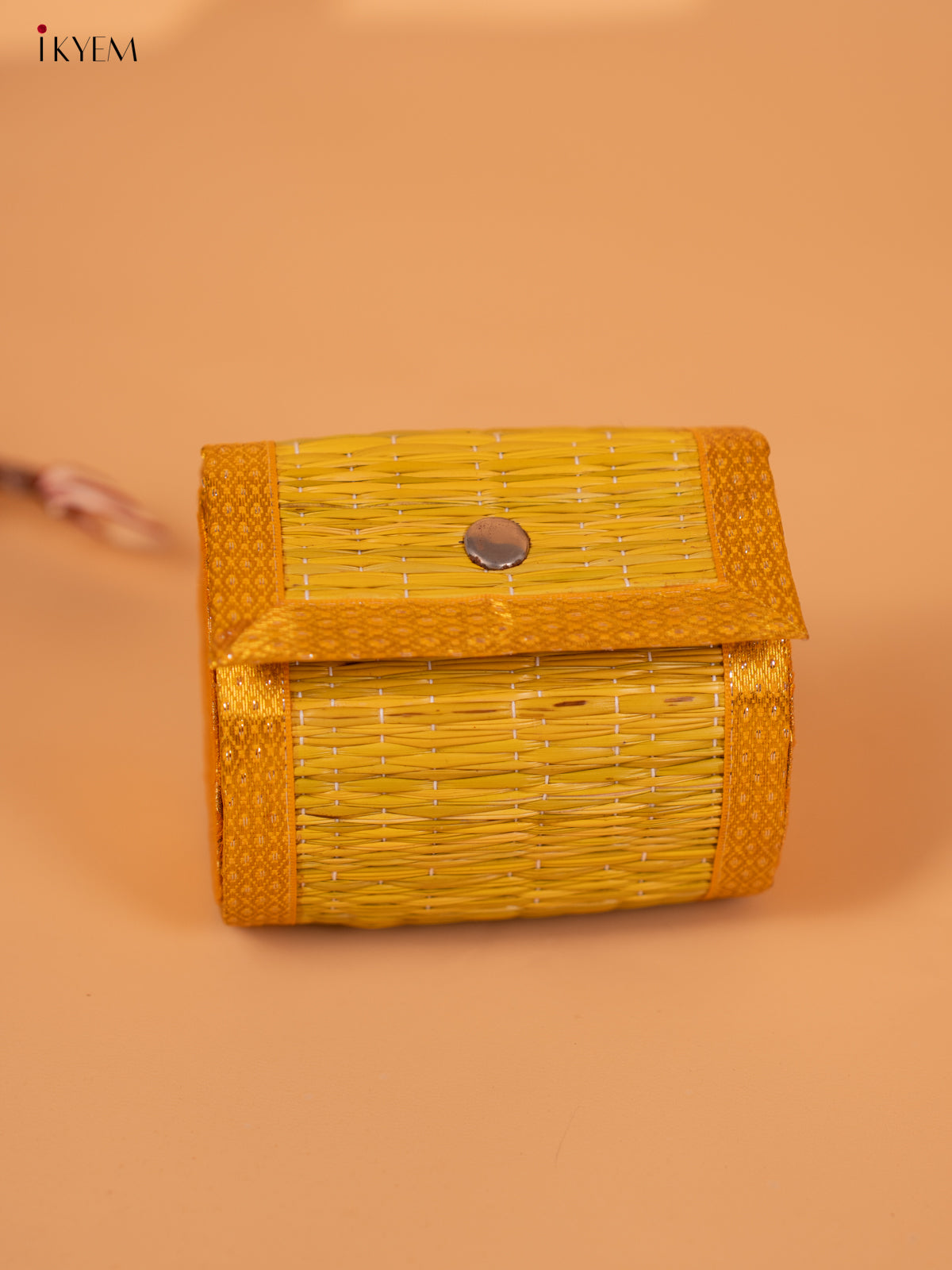 Half Raw Silk with korai Round Bangle box - Yellow-KC20123