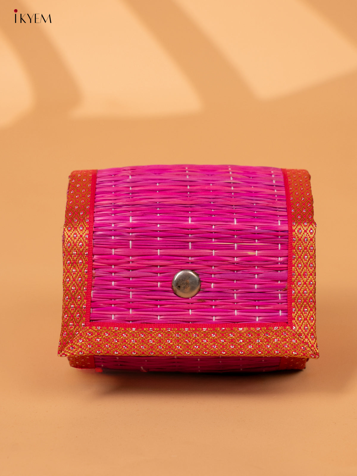 Half Raw Silk with korai Round Bangle box - Pink -KC20128