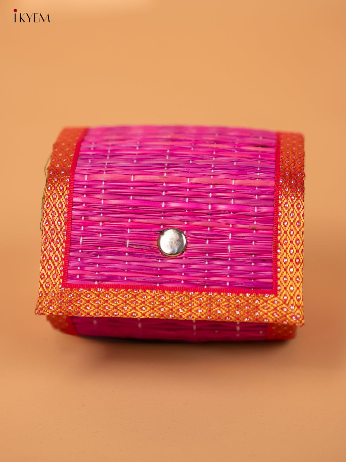 Half Raw Silk with korai Round Bangle box - Pink -KC20129