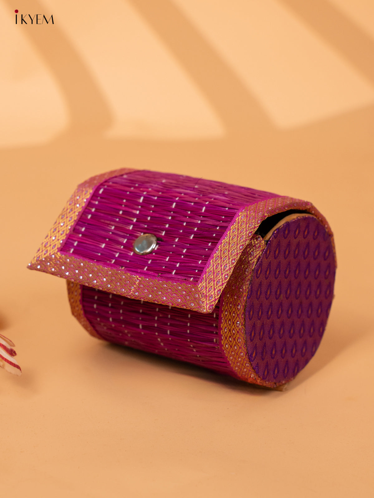 Half Raw Silk with korai Round Bangle box - Violet -KC20130